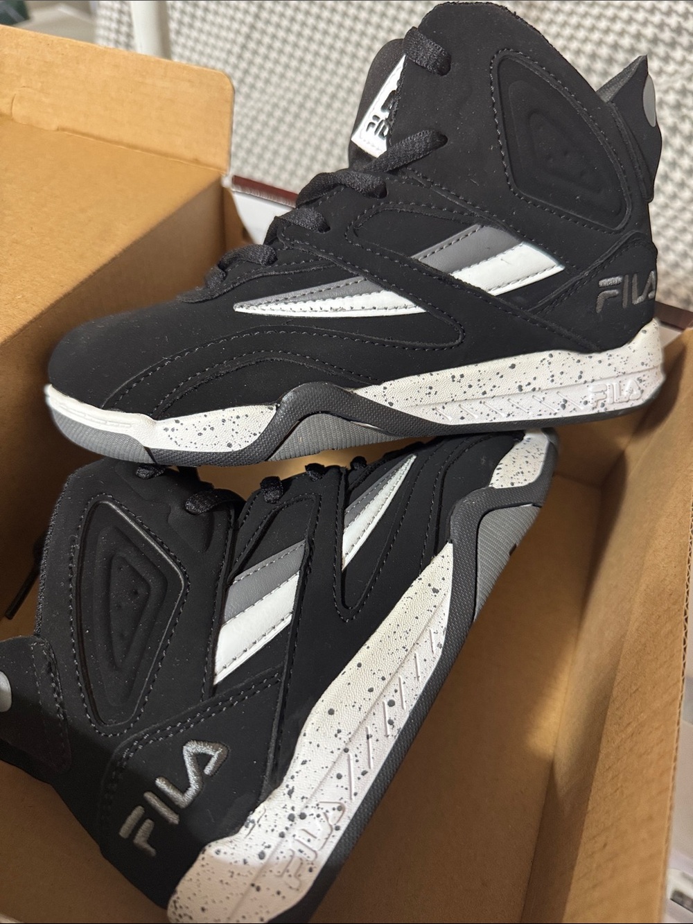 Fila Black and White High-Top Athletic Sneakers